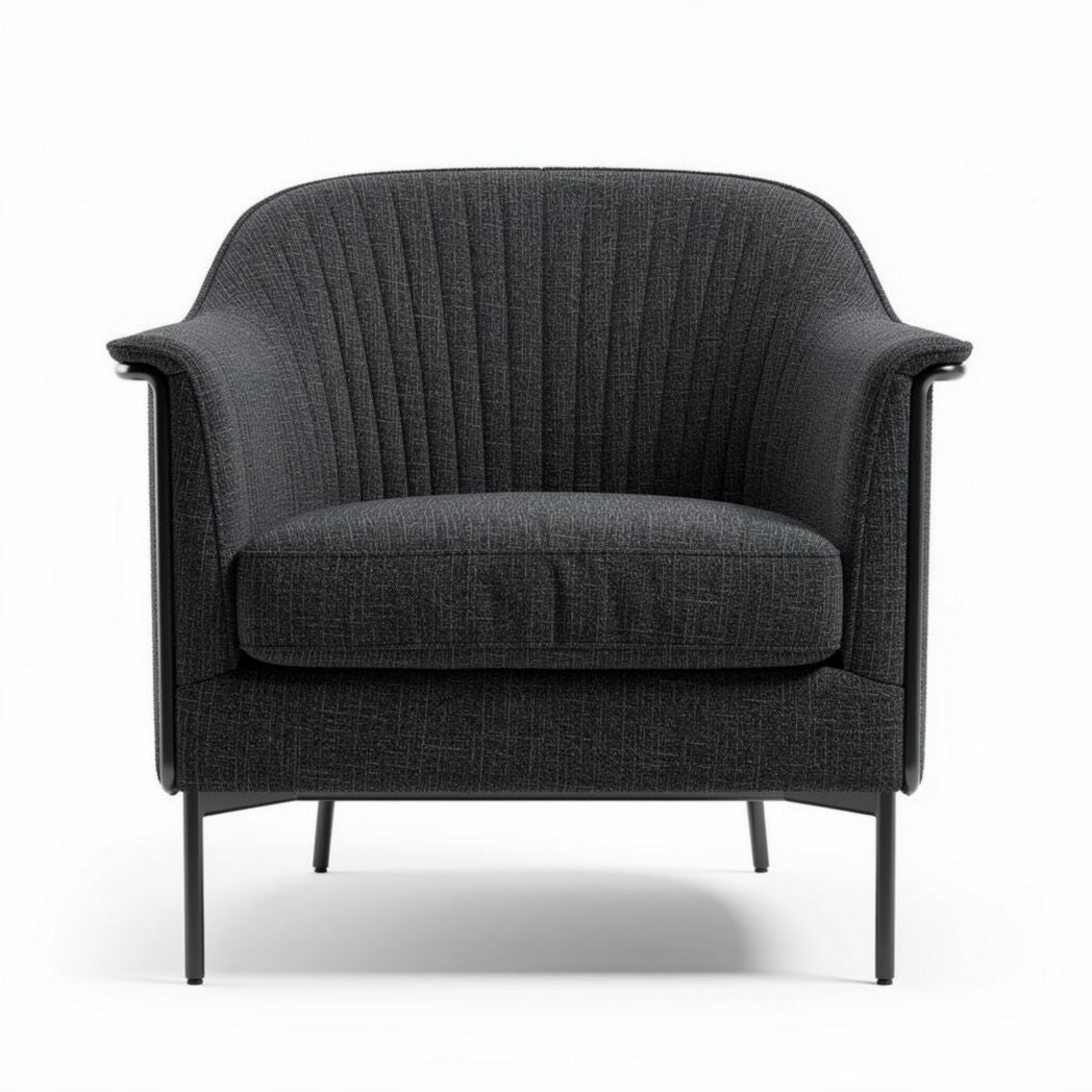 Sillón moderno de tela gris con patas metálicas 80 x 75 x 75cm
