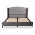 Cama tapizada en gris con cabecero acolchado dimensiones 200 x 160 x 100cm