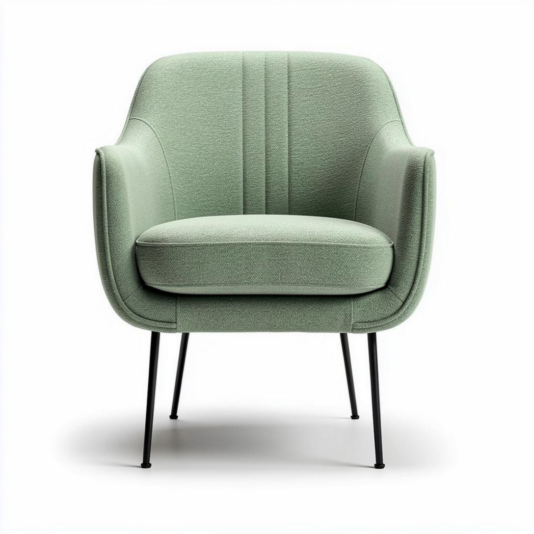 Sillón tapizado en tejido verde con patas metálicas 70 x 70 x 80cm