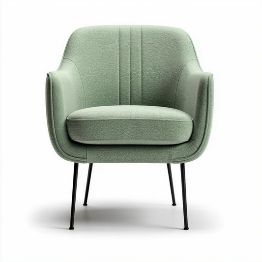 Sillón tapizado en tejido verde con patas metálicas 70 x 70 x 80cm