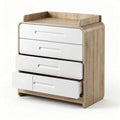 Cómoda de madera natural con cajones blancos 80 x 40 x 90cm