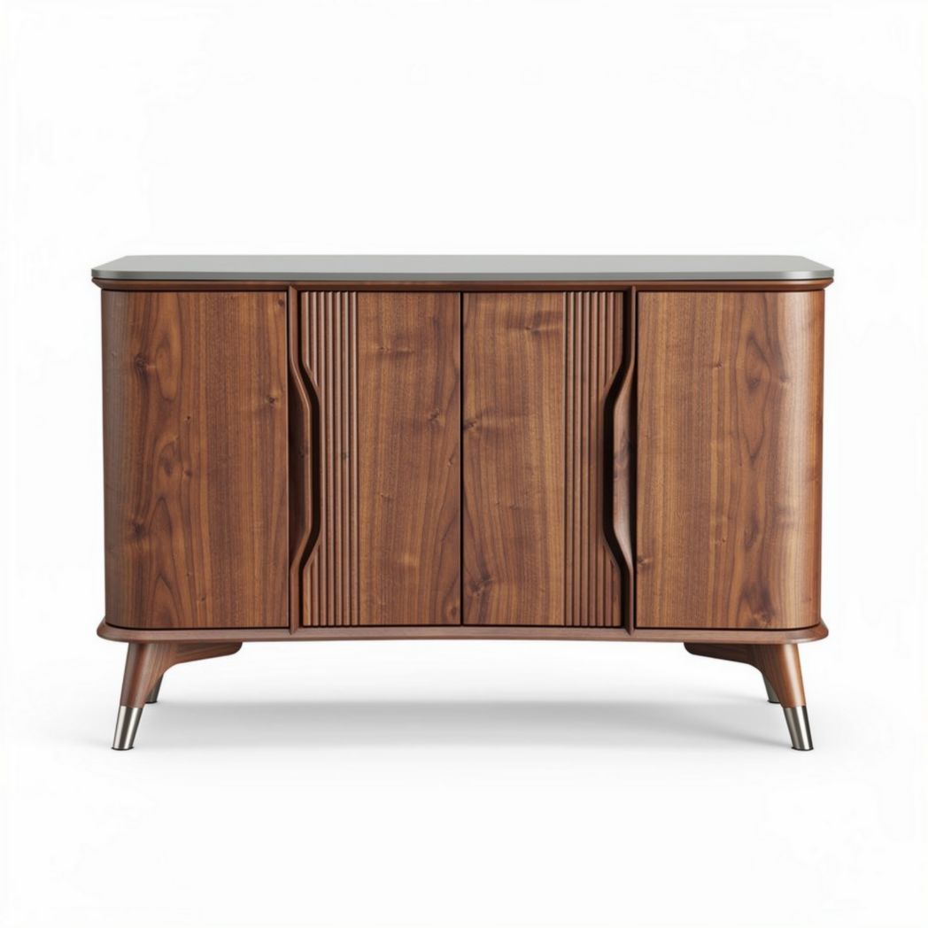 Mueble de almacenamiento de madera de nogal con tres puertas 90 x 40 x 75cm