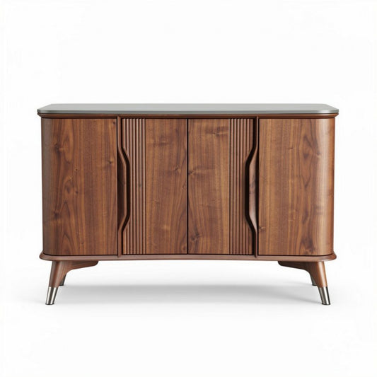 Mueble de almacenamiento de madera de nogal con tres puertas 90 x 40 x 75cm