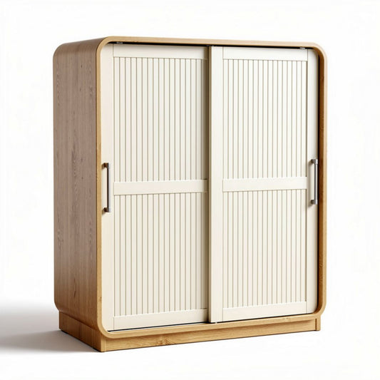 Armario de madera en color natural con puertas deslizantes 80 x 40 x 100cm