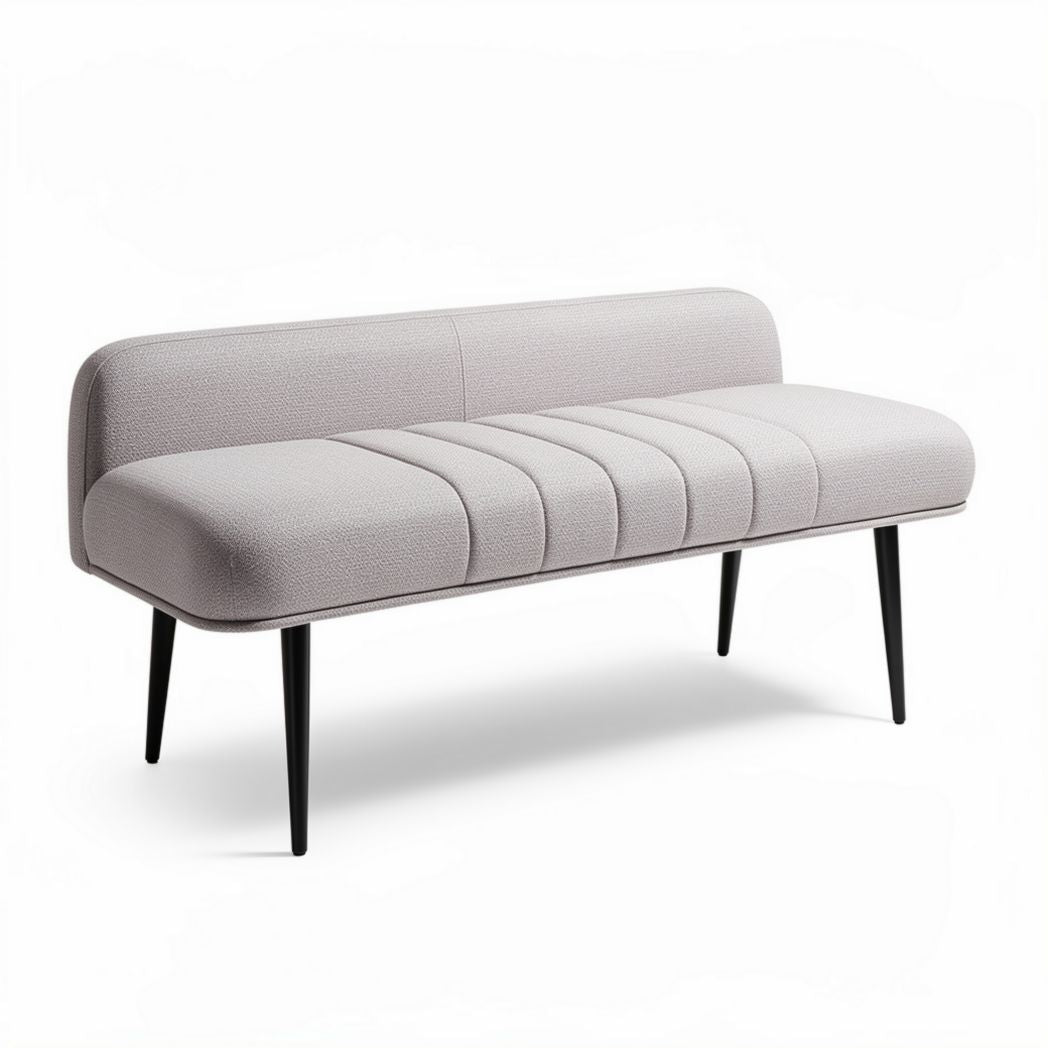 Sofá de tela gris claro con patas negras 160 x 70 x 70cm